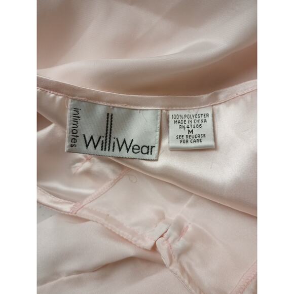 Vintage Williwear Intimates Pajama Top Medium Light Pink Satin Edging Late 80s - Picture 5 of 6